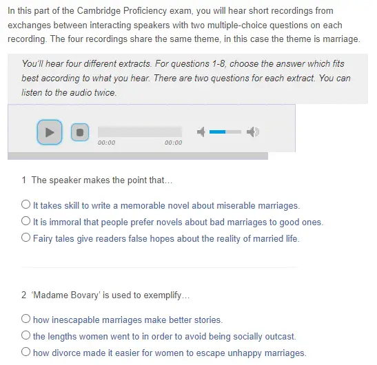 C2 Proficiency Listening Sample Question for Part 1