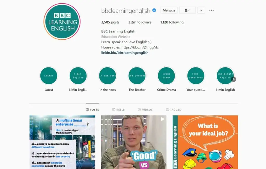 BBC Learning English Instagram Page