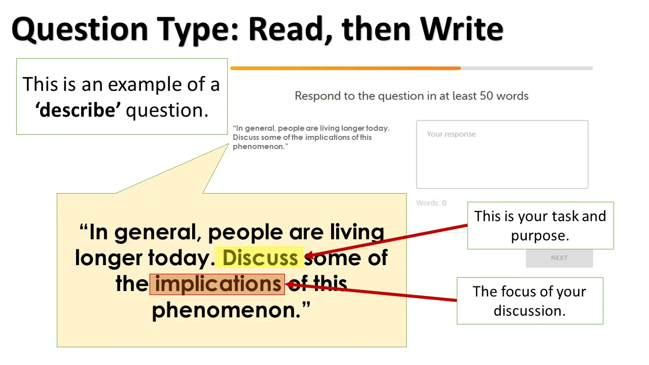 DET Writing Sample Question Describe Details