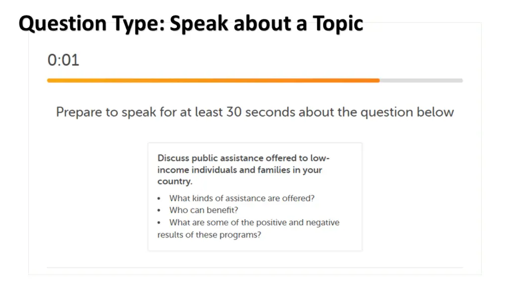Duolingo English Test Speaking Question Type Speak About a Topic Sample Question