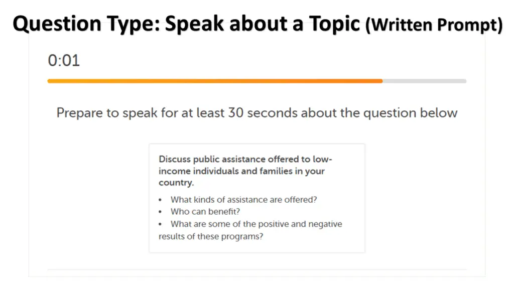Duolingo English Test Speaking Question Type Speak About a Topic Written Prompt