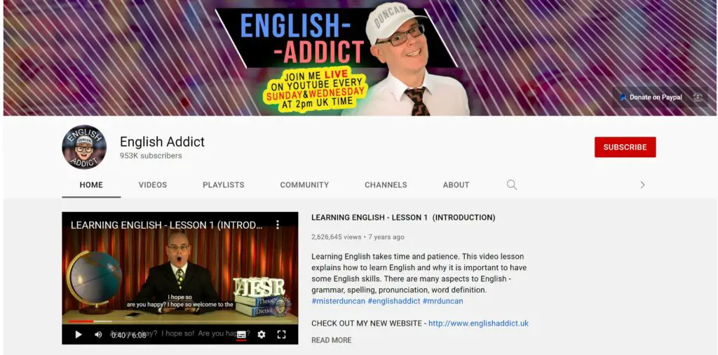 English Addict YouTube Channel