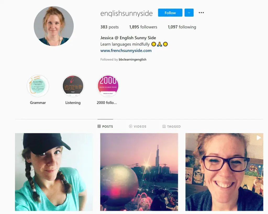 English Sunny Side Instagram Page