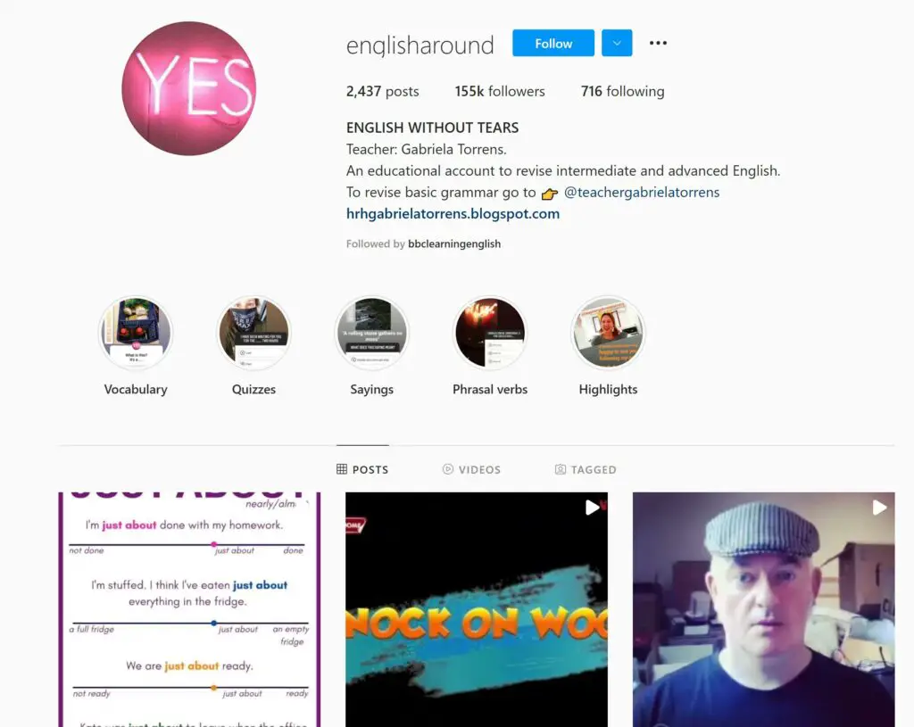English Without Tears Instagram Page