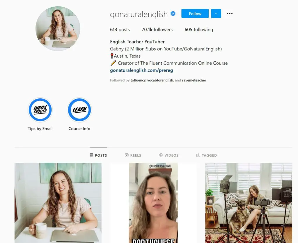 Go Natural English Instagram Page