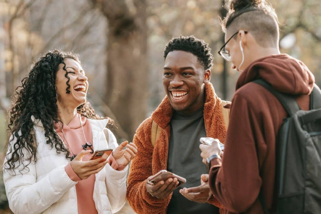 Laughing at each others jokes