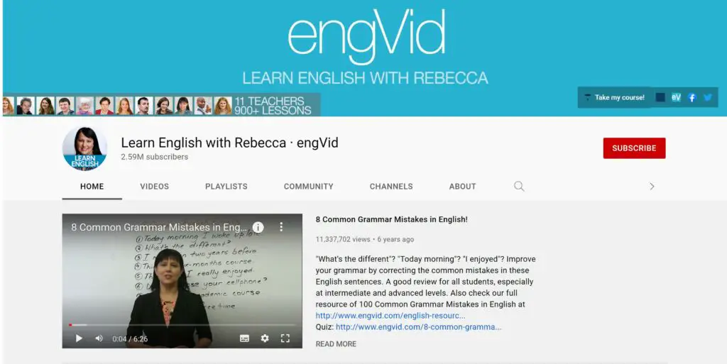 Learn English with Rebecca engVid YouTube Channel