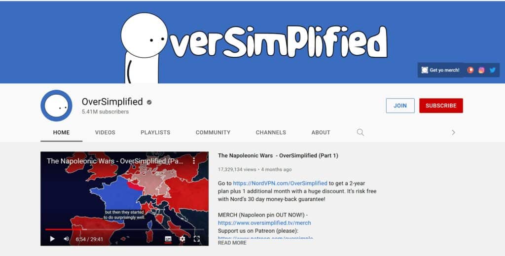 OverSimplified YouTube Channel