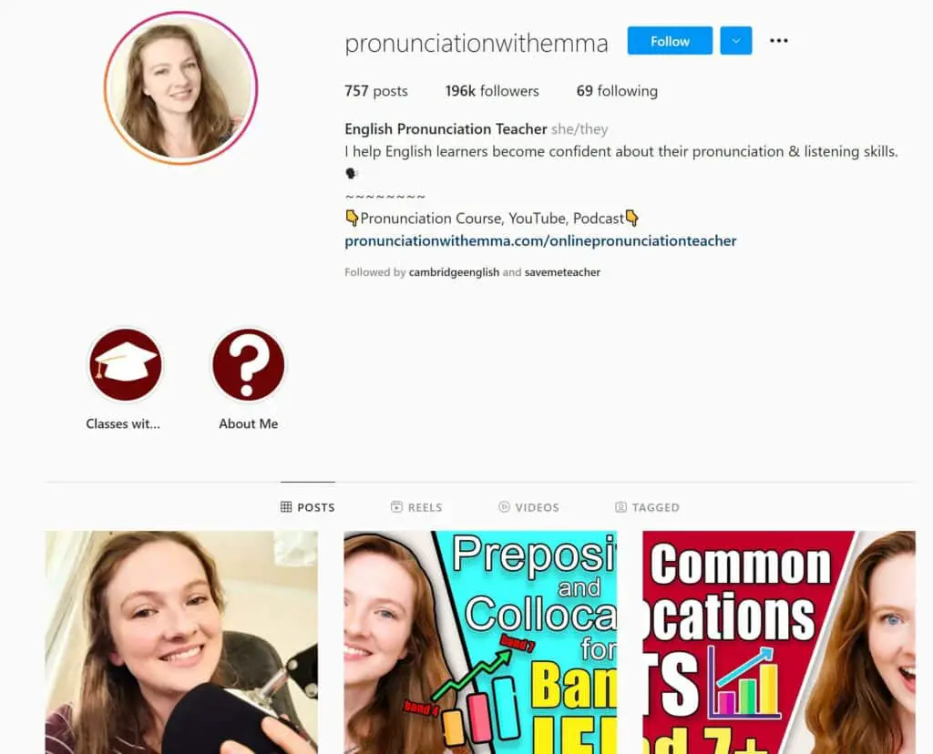 Pronunciation with Emma Instagram Page