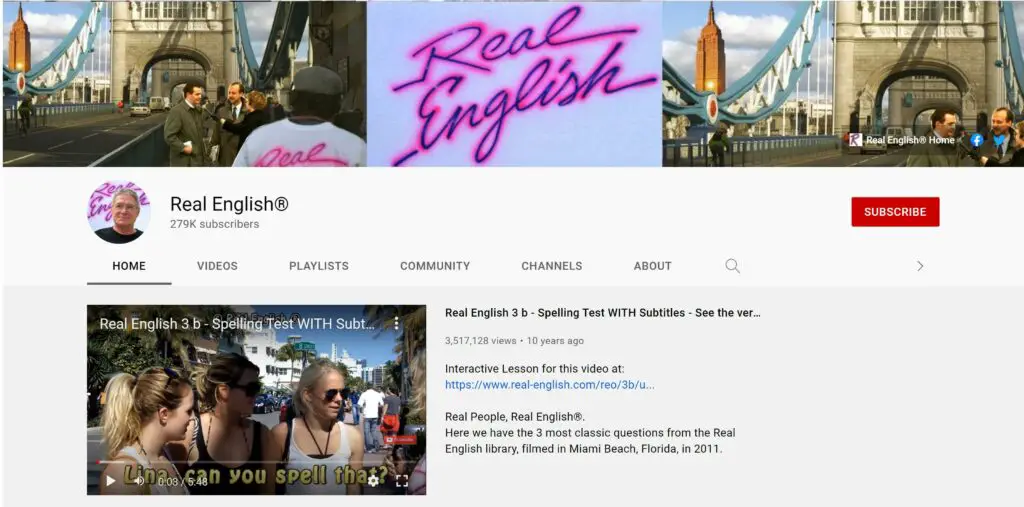 Real English YouTube Channel