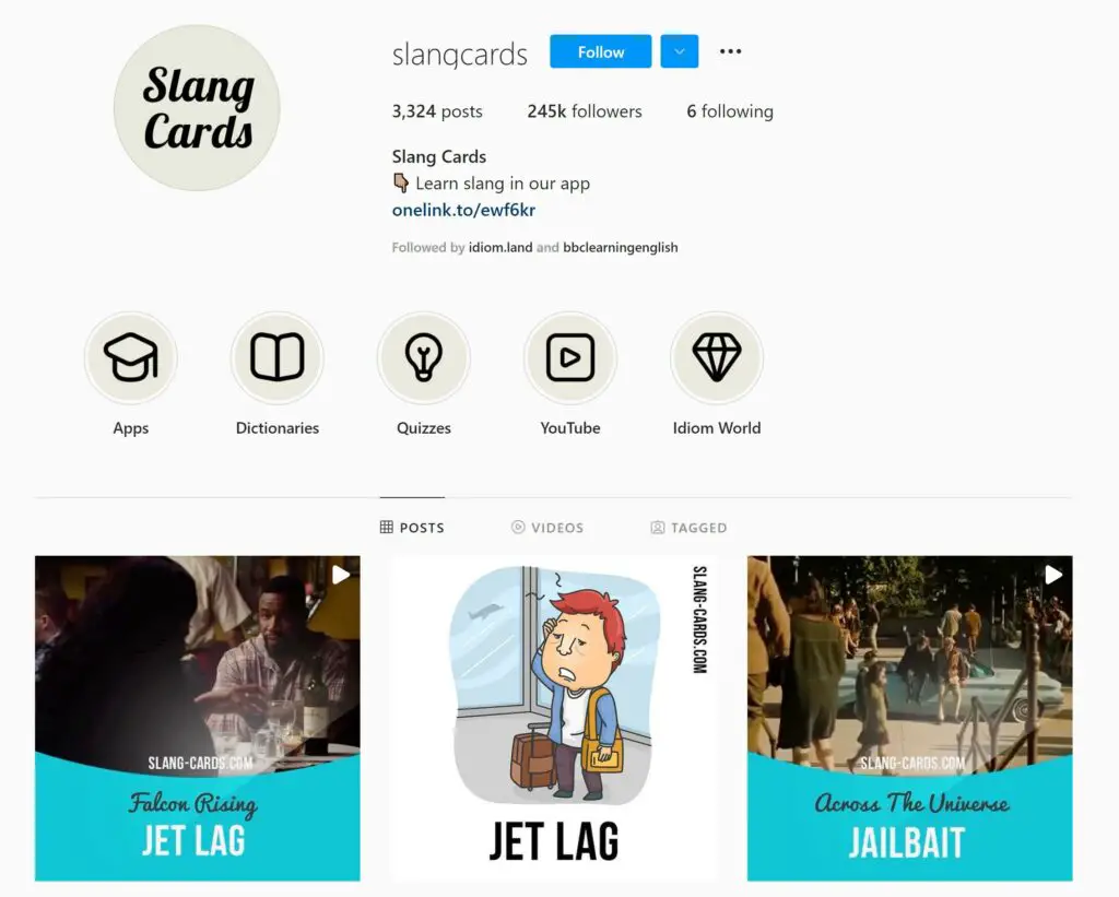 Slang Cards Instagram Page