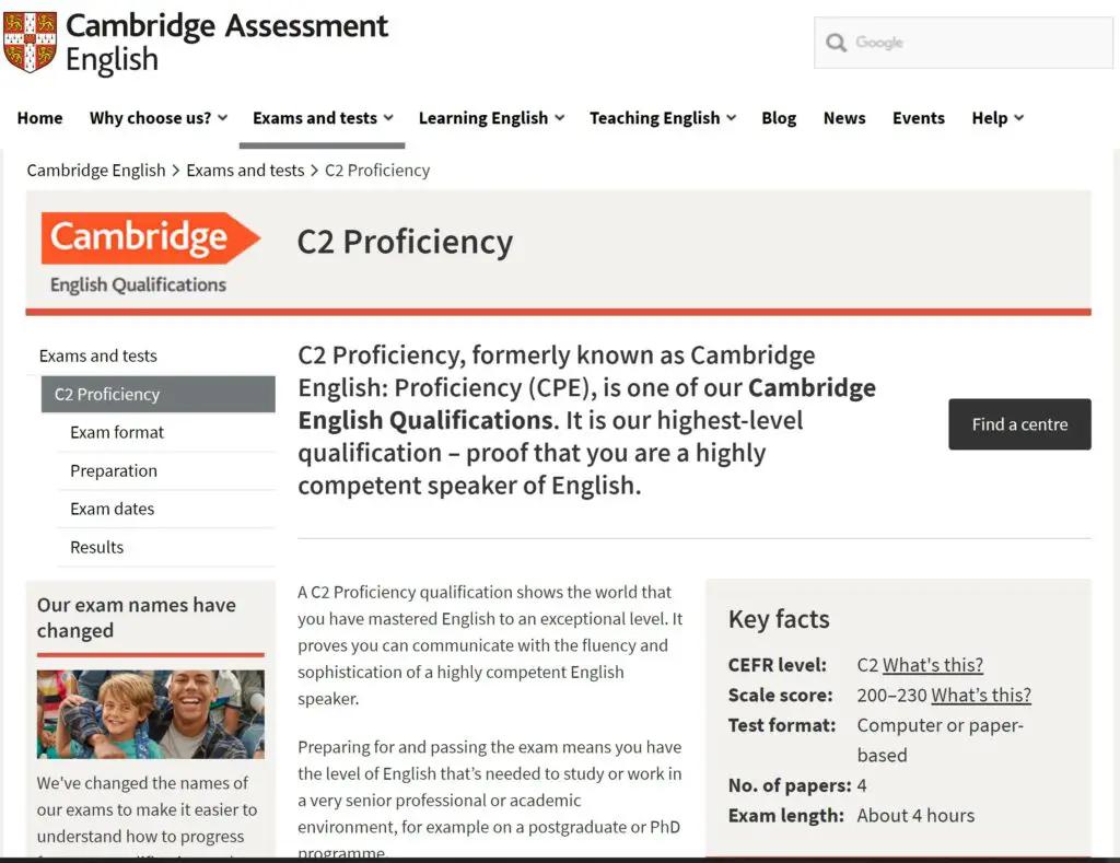 C2 Proficiency Home Page