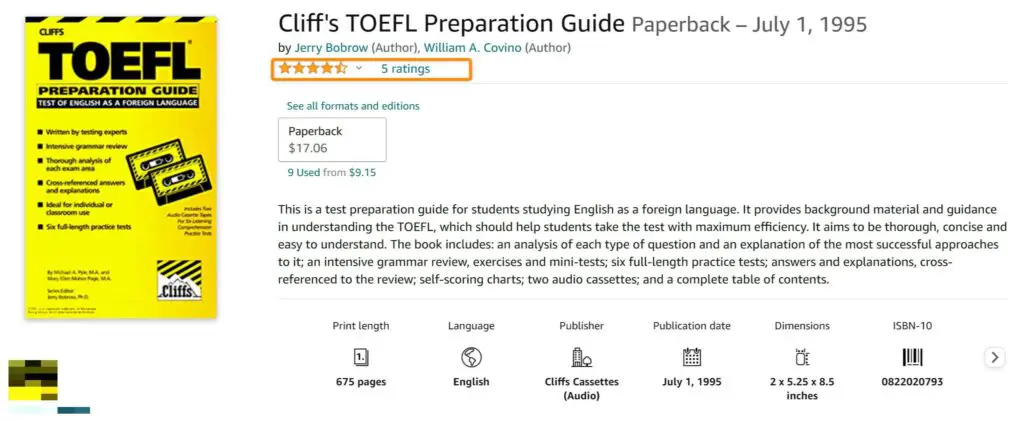 Cliffs TOEFL Preparation Guide Review Amazon 1