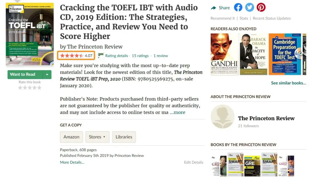 Cracking the TOEFL iBT Review Goodreads