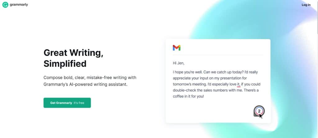 Grammarly Home page