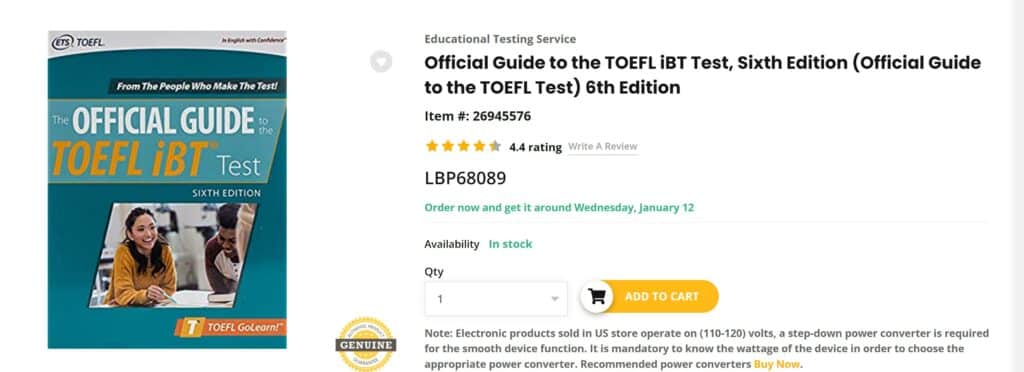 Official Guide to the TOEFL iBT Test Book UBuy Review 1