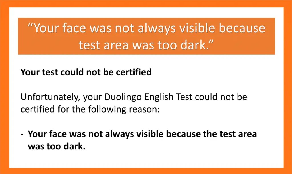 Retake Reasons for Duolingo English Test - Face Not Always Visible