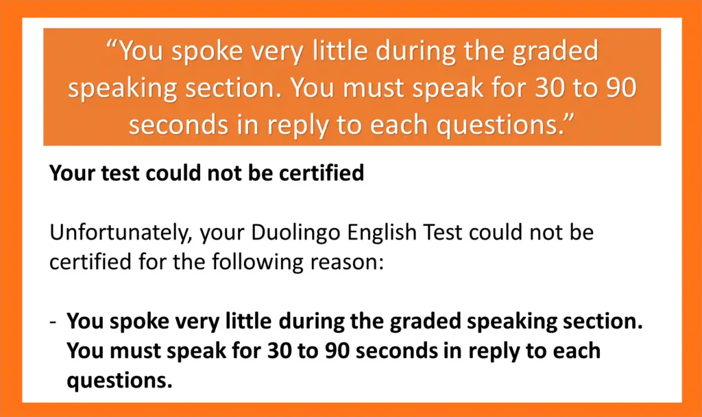 Retake Reasons for Duolingo English Test - You Spoke Very Little During the Test