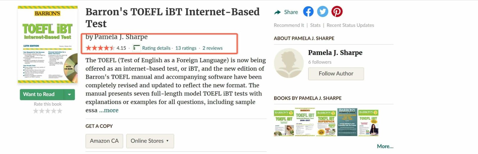 Barrons TOEFL Test Prep GoodReads 1