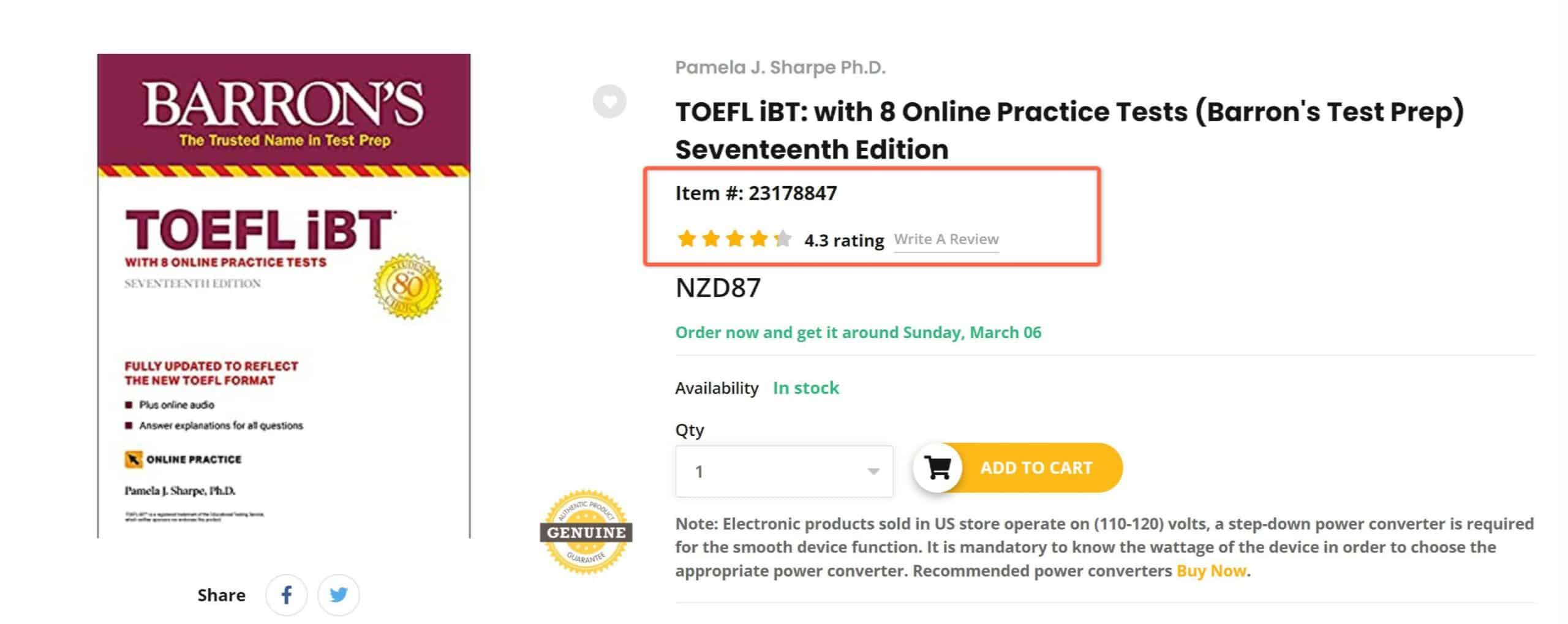 Barrons TOEFL Test Prep UBuy 1