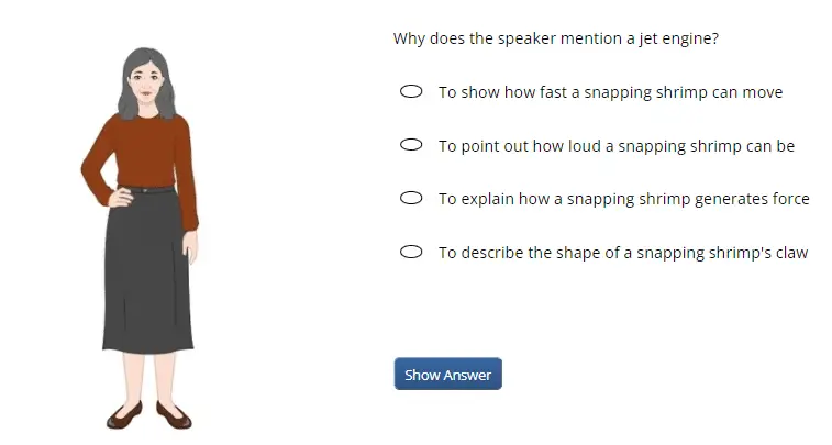 TOEFL Essentials Complete Guide -- Sample Test Question for the Academic Listening to a Talk Task 3