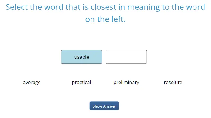 TOEFL Essentials Complete Guide -- Sample Test Question for the Vocabulary Task 3